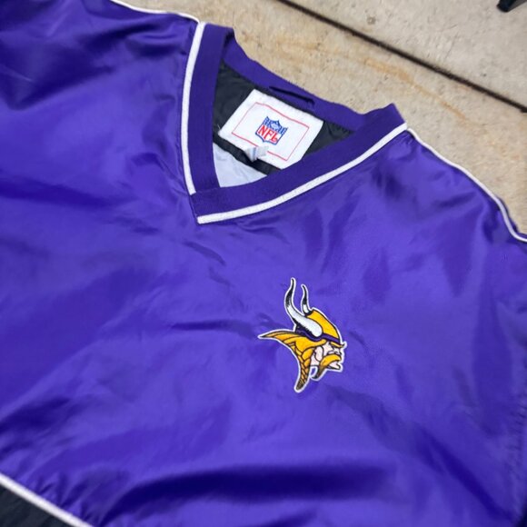 Vintage Minnesota Vikings Jacket Men XL Purple Windbreaker Pullover NFL Football - Picture 2 of 9
